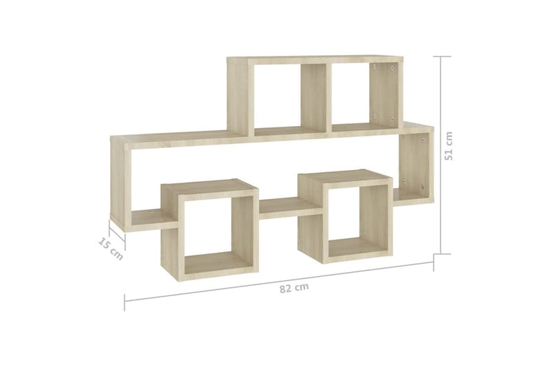 Bilformad vägghylla sonoma-ek 82x15x51 cm spånskiva - Brun - Förvaring - Köksförvaring - Kökshylla