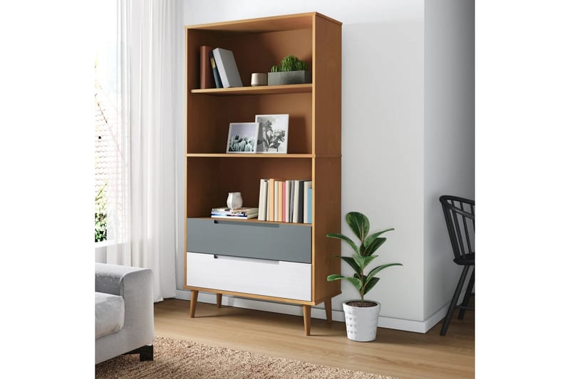 beBasic Bokhylla brun 85x35x170,5 cm massiv furu - Förvaring - Hyllor - Bokhylla