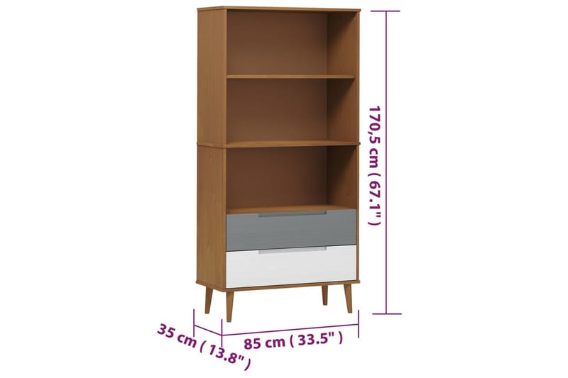 beBasic Bokhylla brun 85x35x170,5 cm massiv furu - Förvaring - Hyllor - Bokhylla