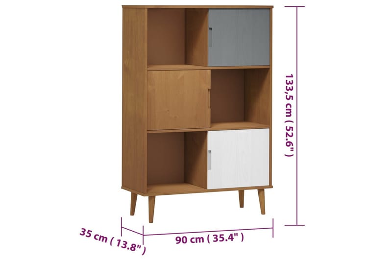 beBasic Bokhylla brun 90x35x133,5 cm massiv furu - Förvaring - Hyllor - Bokhylla