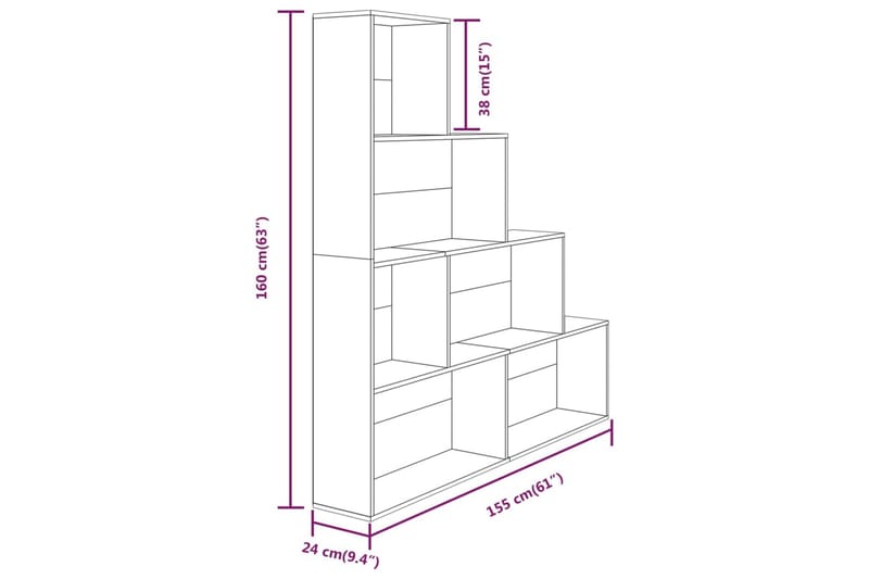 beBasic Bokhylla brun ek 155x24x160 cm - Förvaring - Hyllor - Bokhylla