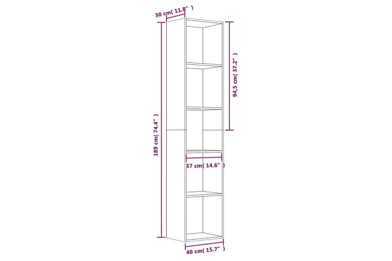 beBasic Bokhylla brun ek 40x30x189 cm konstruerat trä - Förvaring - Hyllor - Bokhylla