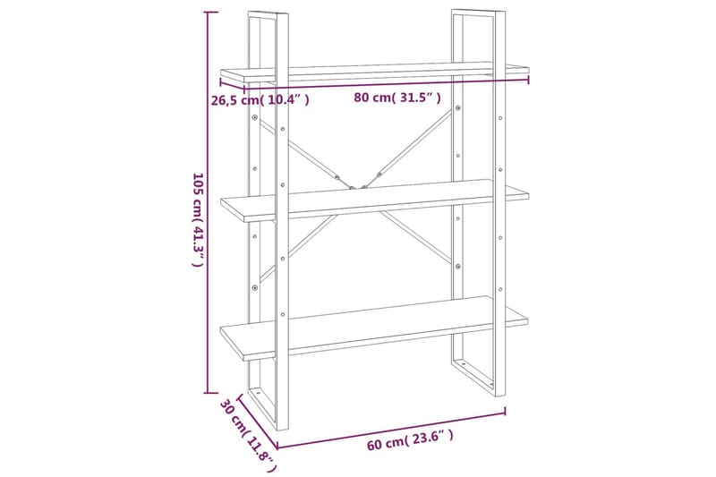 beBasic Bokhylla brun ek 80x30x105 cm konstruerat trä - Förvaring - Hyllor - Bokhylla