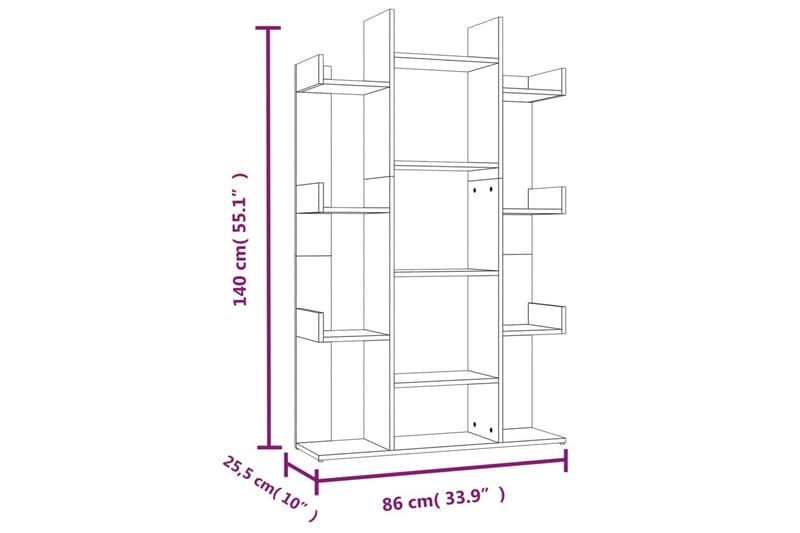 beBasic Bokhylla brun ek 86x25,5x140 cm konstruerat trä - Förvaring - Hyllor - Bokhylla