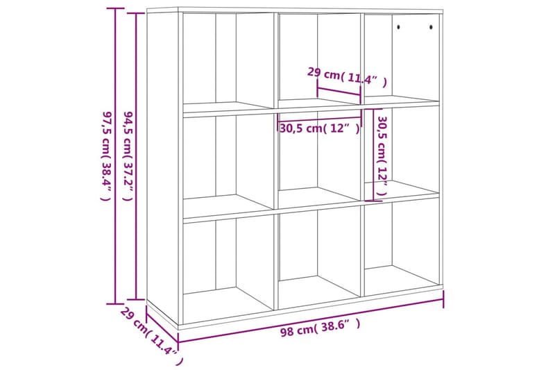 beBasic Bokhylla brun ek 98x30x98 cm - Förvaring - Hyllor - Bokhylla