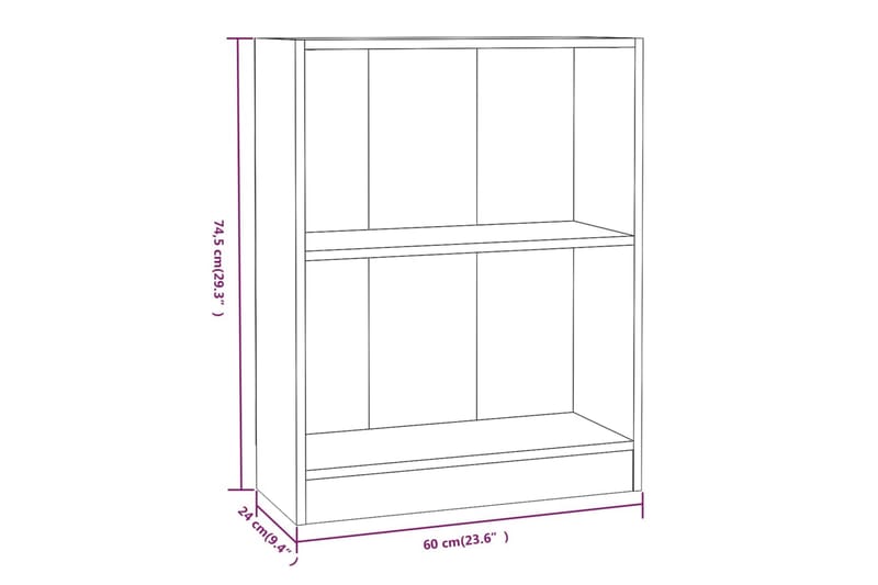 beBasic Bokhylla grå sonoma-ek 60x24x74,5 cm konstruerat trä - Förvaring - Hyllor - Bokhylla