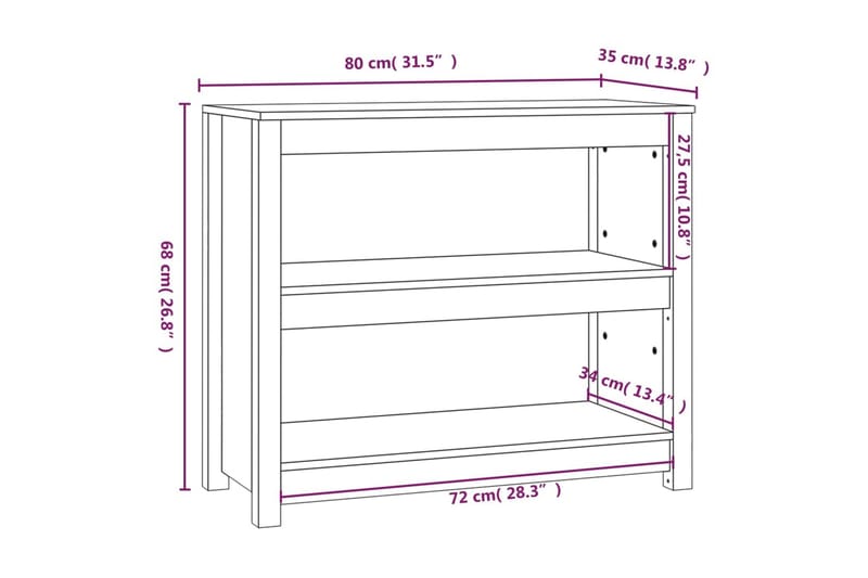 beBasic Bokhylla honungsbrun 80x35x68 cm massiv furu - Förvaring - Hyllor - Bokhylla