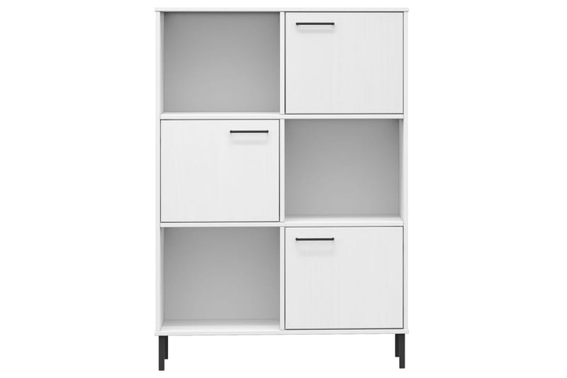 beBasic Bokhylla med metallben OSLO vit 90x35x128,5 cm massivt trä - Förvaring - Hyllor - Bokhylla