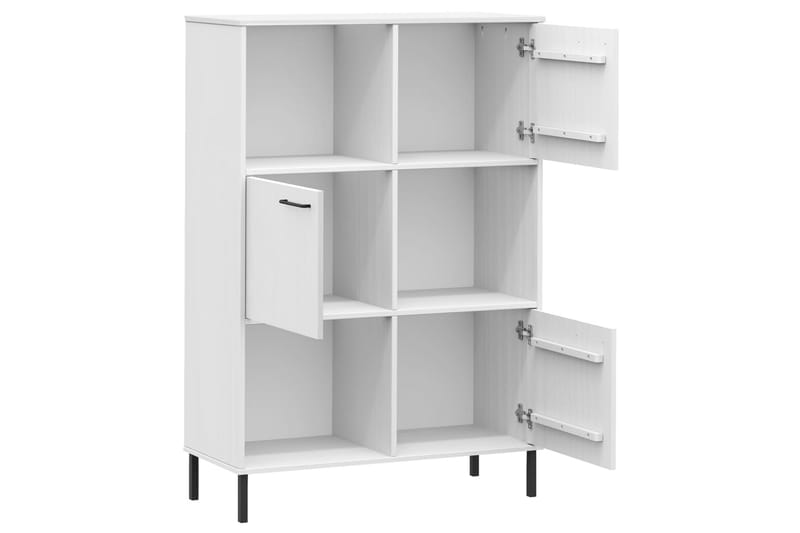 beBasic Bokhylla med metallben OSLO vit 90x35x128,5 cm massivt trä - Förvaring - Hyllor - Bokhylla