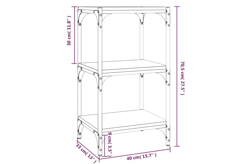 beBasic Bokhylla rökfärgad ek 40x33x70,5 cm konstruerat trä och stål - Förvaring - Hyllor - Bokhylla