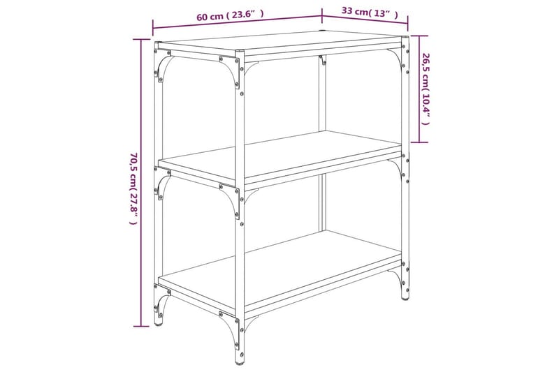 beBasic Bokhylla rökfärgad ek 60x33x70,5 cm konstruerat trä och stål - Förvaring - Hyllor - Bokhylla