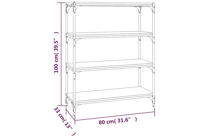 beBasic Bokhylla rökfärgad ek 80x33x100 cm konstruerat trä och stål - Förvaring - Hyllor - Bokhylla