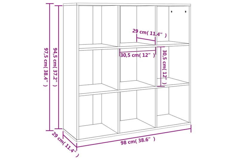 beBasic Bokhylla rökfärgad ek 98x30x98 cm - Förvaring - Hyllor - Bokhylla