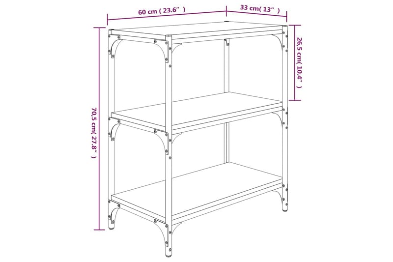 beBasic Bokhylla svart 60x33x70,5 cm konstruerat trä och stål - Förvaring - Hyllor - Bokhylla