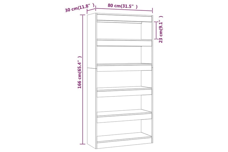 beBasic Bokhylla/Rumsavdelare betonggrå 80x30x166 cm konstruerat trä - Förvaring - Hyllor - Bokhylla