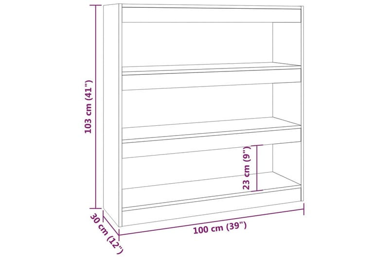 beBasic Bokhylla/rumsavdelare brun ek 100x30x103 cm - Förvaring - Hyllor - Bokhylla