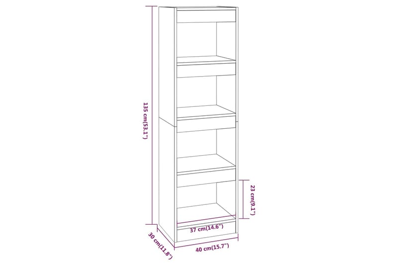 beBasic Bokhylla/Rumsavdelare brun ek 40x30x135cm - Förvaring - Hyllor - Bokhylla