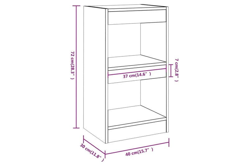 beBasic Bokhylla/rumsavdelare brun ek 40x30x72 cm - Förvaring - Hyllor - Bokhylla