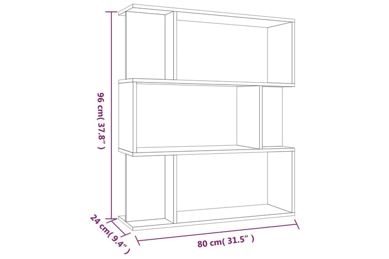 beBasic Bokhylla/Rumsavdelare Brun ek 80x24x96 cm konstruerat trä - Förvaring - Hyllor - Bokhylla