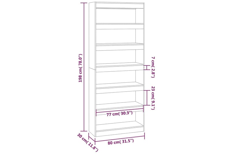 beBasic Bokhylla/Rumsavdelare brun ek 80x30x198 cm konstruerat trä - Förvaring - Hyllor - Bokhylla