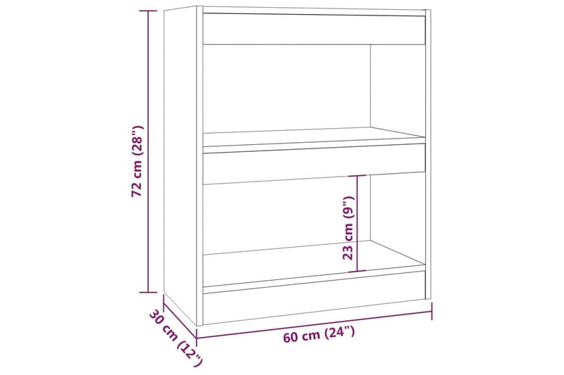 beBasic Bokhylla/Rumsavdelare grå sonoma-ek 60x30x72 cm - Förvaring - Hyllor - Bokhylla