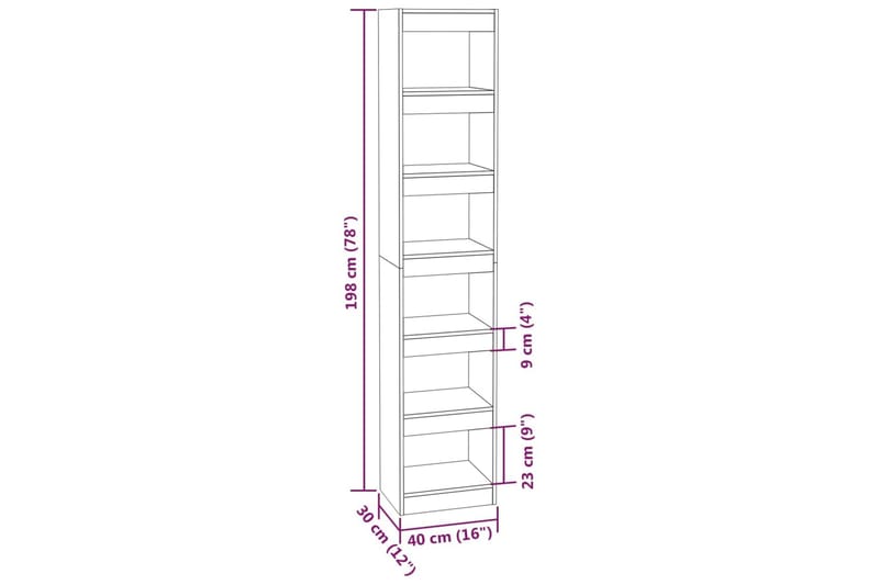 beBasic Bokhylla/rumsavdelare rökfärgad ek 40x30x198 cm - Förvaring - Hyllor - Bokhylla