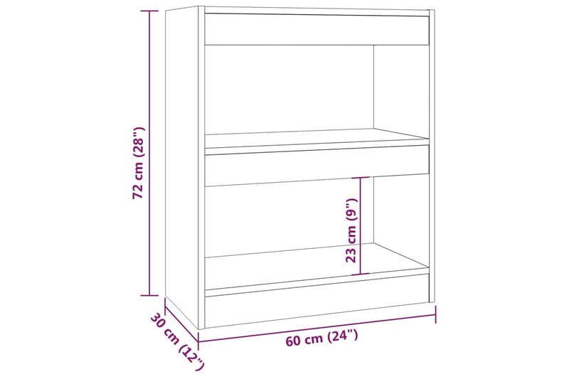 beBasic Bokhylla/rumsavdelare rökfärgad ek 60x30x72 cm - Förvaring - Hyllor - Bokhylla