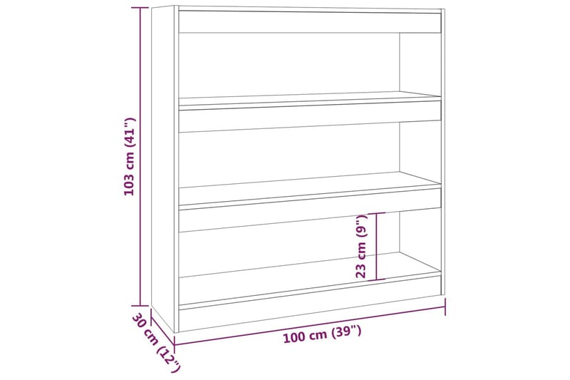 beBasic Bokhylla/Rumsavdelare sonoma-ek 100x30x103 cm - Förvaring - Hyllor - Bokhylla