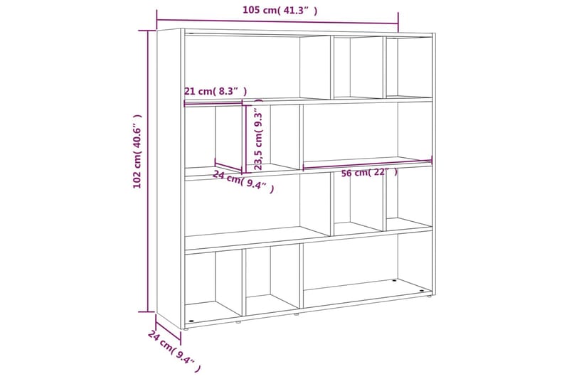 beBasic Bokhylla/rumsavdelare sonoma-ek 105x24x102 cm - Förvaring - Hyllor - Bokhylla