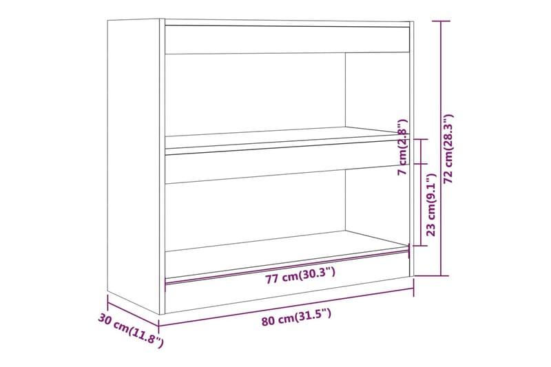 beBasic Bokhylla/Rumsavdelare sonoma-ek 80x30x72 cm - Förvaring - Hyllor - Bokhylla