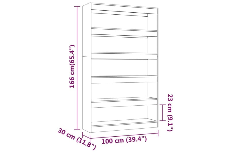 beBasic Bokhylla/Rumsavdelare vit 100x30x166 cm - Förvaring - Hyllor - Bokhylla