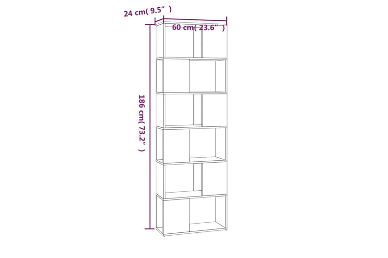 beBasic Bokskåp/rumsavdelare Rökfärgad ek 60x24x186 cm - Förvaring - Hyllor - Bokhylla