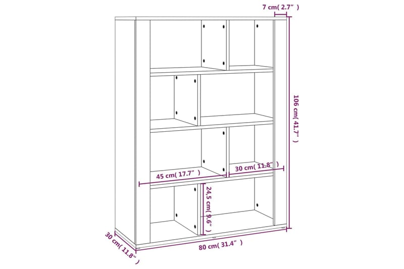 beBasic Förvaringshylla grå sonoma 80x30x106 cm konstruerat trä - Förvaring - Hyllor - Bokhylla