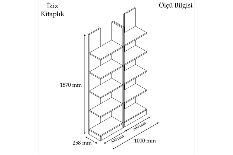 BOKHYLLA 187x100 cm Valnöt - Förvaring - Hyllor - Bokhylla