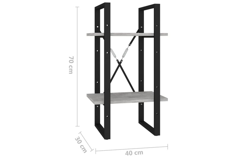 Bokhylla 2 hyllplan betonggrå 40x30x70 cm spånskiva - Betonggrå - Förvaring - Hyllor - Bokhylla