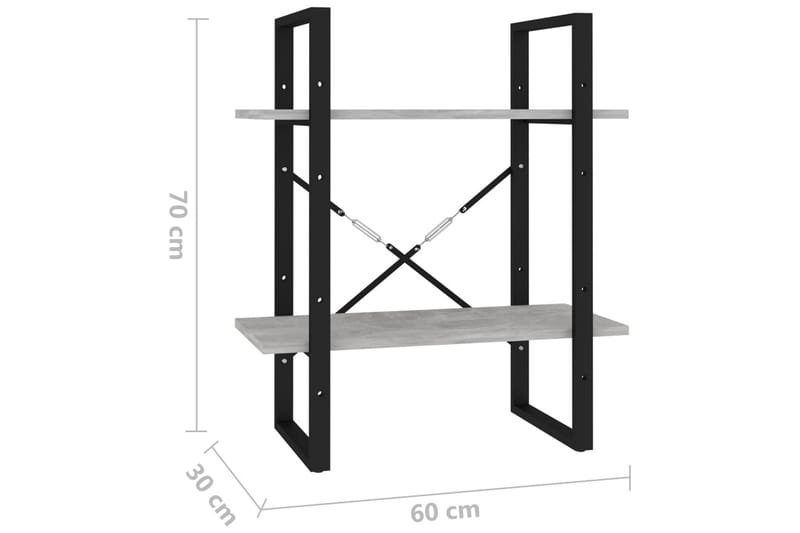 Bokhylla 2 hyllplan betonggrå 60x30x70 cm spånskiva - Grå - Förvaring - Hyllor - Bokhylla