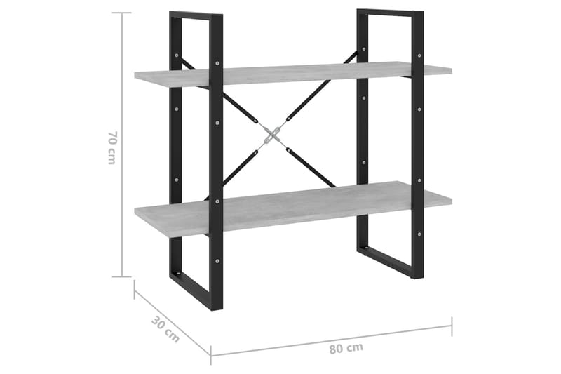 Bokhylla 2 hyllplan betonggrå 80x30x70 cm spånskiva - Betonggrå - Förvaring - Hyllor - Bokhylla