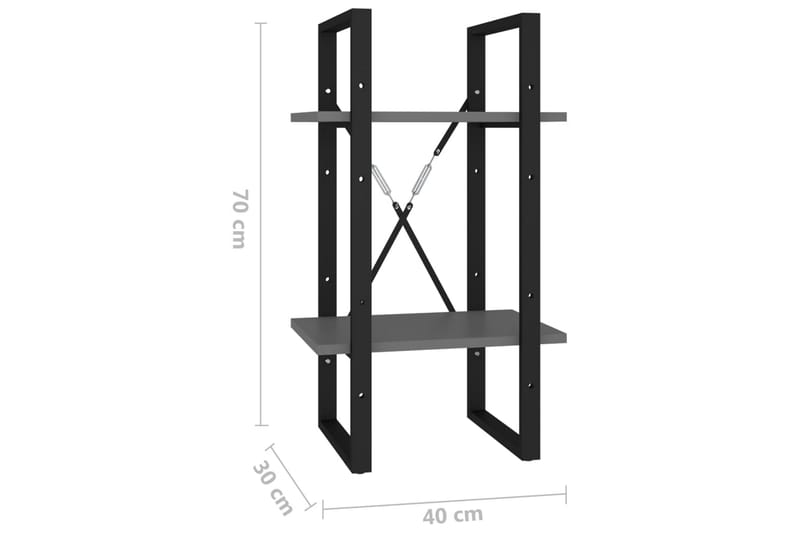 Bokhylla 2 hyllplan grå 40x30x70 cm spånskiva - Grå - Förvaring - Hyllor - Bokhylla