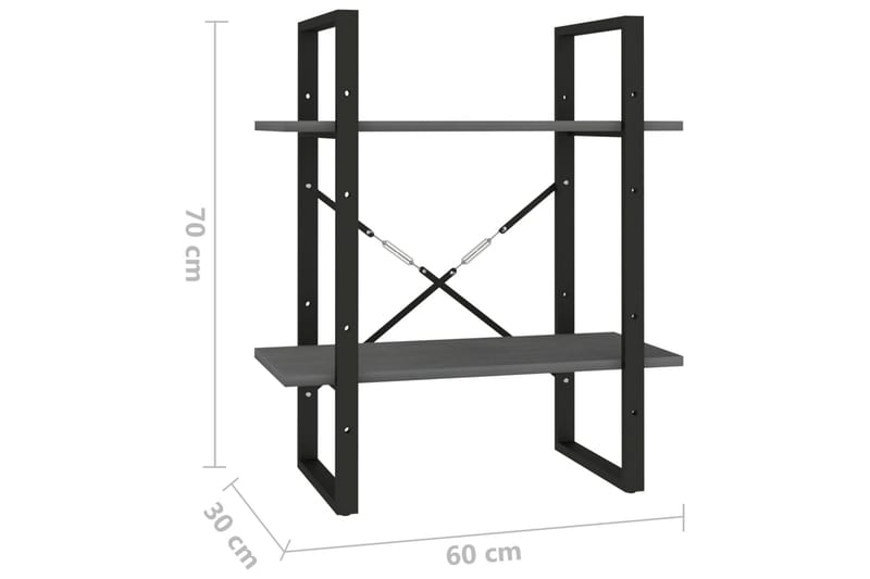 Bokhylla 2 hyllplan grå 60x30x70 cm massiv furu - Grå - Förvaring - Hyllor - Bokhylla