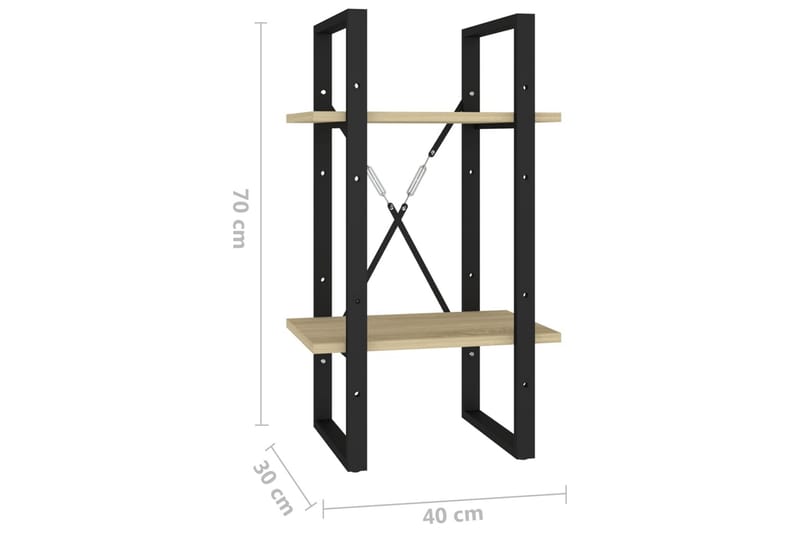 Bokhylla 2 hyllplan sonoma-ek 40x30x70 cm spånskiva - Ek - Förvaring - Hyllor - Bokhylla