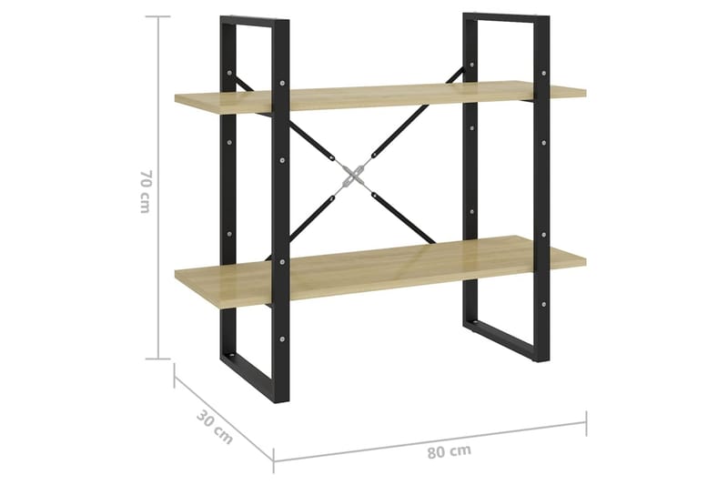 Bokhylla 2 hyllplan sonoma-ek 80x30x70 cm spånskiva - Ek - Förvaring - Hyllor - Bokhylla