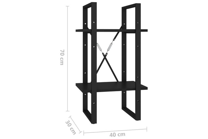 Bokhylla 2 hyllplan svart 40x30x70 cm spånskiva - Svart - Förvaring - Hyllor - Bokhylla