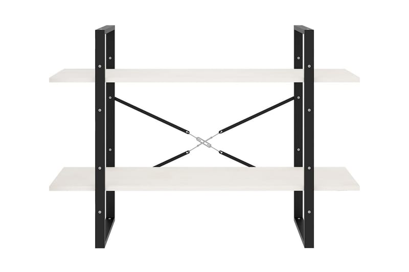 Bokhylla 2 hyllplan vit 100x30x70 cm massiv furu - Vit - Förvaring - Hyllor - Bokhylla