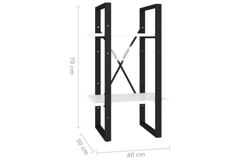 Bokhylla 2 hyllplan vit 40x30x70 cm spånskiva - Vit - Förvaring - Hyllor - Bokhylla