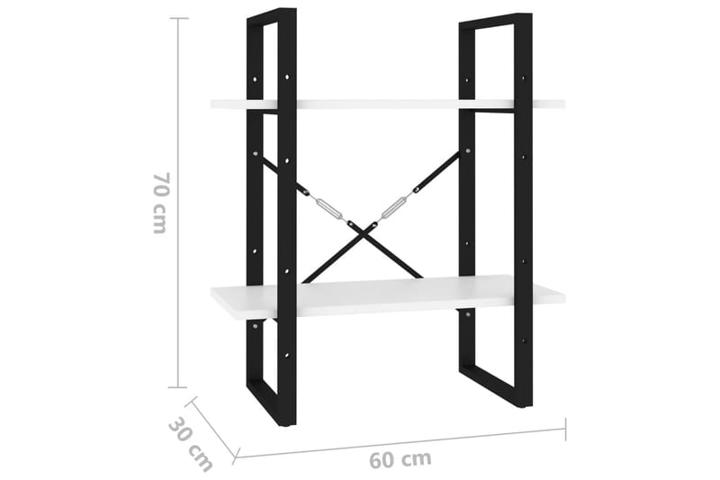 Bokhylla 2 hyllplan vit 60x30x70 cm spånskiva - Vit - Förvaring - Hyllor - Bokhylla