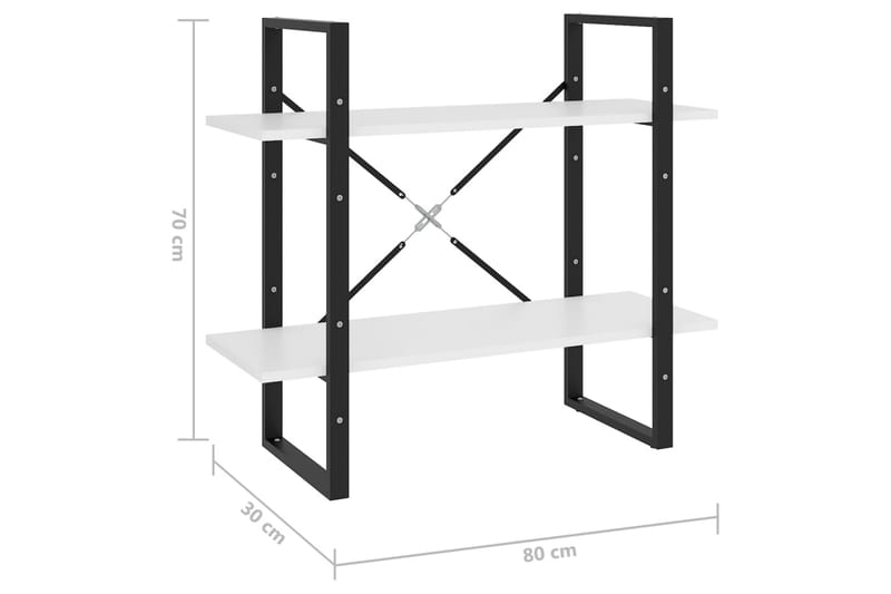 Bokhylla 2 hyllplan vit 80x30x70 cm spånskiva - Vit - Förvaring - Hyllor - Bokhylla