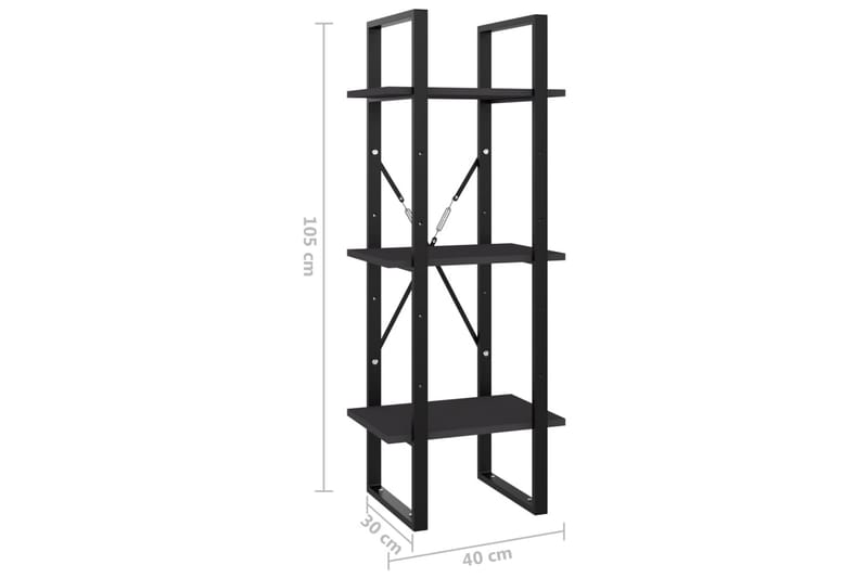 Bokhylla 3 hyllplan grå 40x30x105 cm spånskiva - Grå - Förvaring - Hyllor - Bokhylla