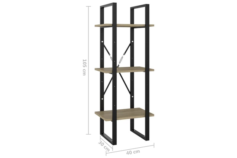 Bokhylla 3 hyllplan sonoma-ek 40x30x105 cm spånskiva - Ek - Förvaring - Hyllor - Bokhylla