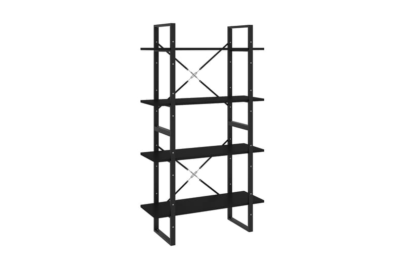 Bokhylla 4 hyllplan svart 80x30x140 cm spånskiva - Svart - Förvaring - Hyllor - Bokhylla