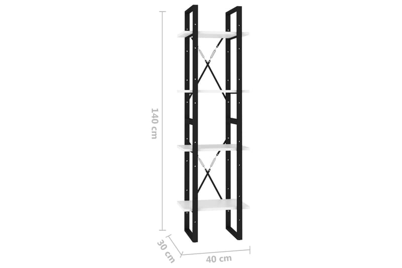 Bokhylla 4 hyllplan vit 40x30x140 cm spånskiva - Vit - Förvaring - Hyllor - Bokhylla